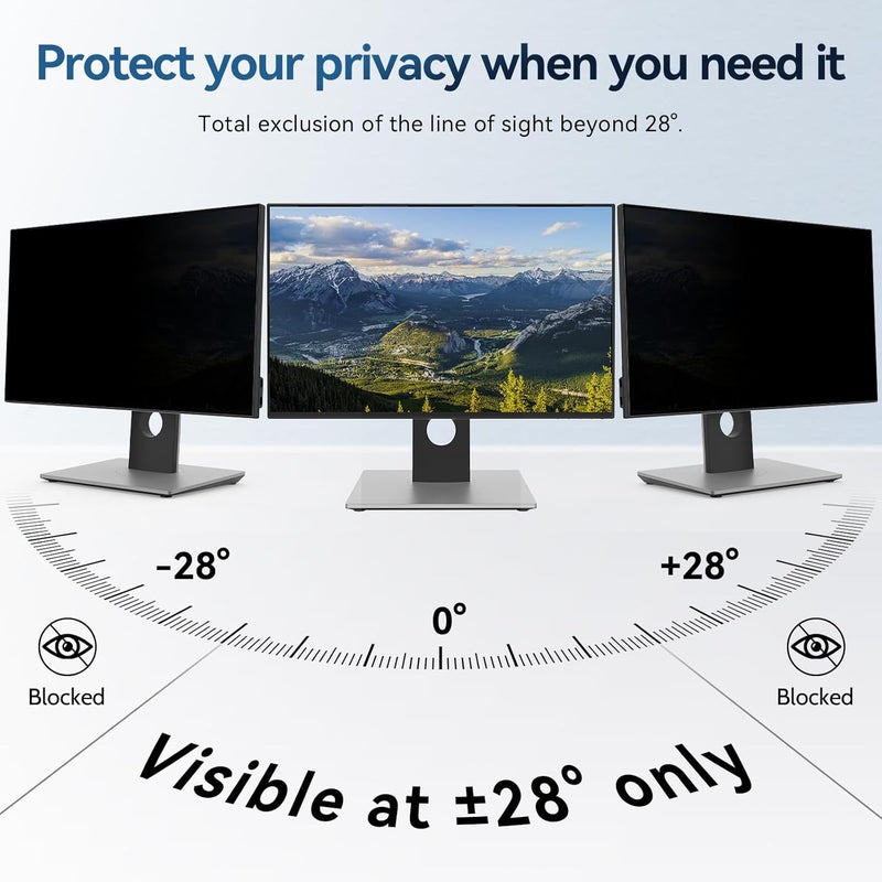 Protescreen [2-Pack] 24 Inch Magnetic Computer Privacy Screen Filter for 16:9 Widescreen Monitor, Removable Eye Protection Anti Glare Blue Light Filter Privacy Shield, Anti Spy Screen Protector Film 24 in - Image 2